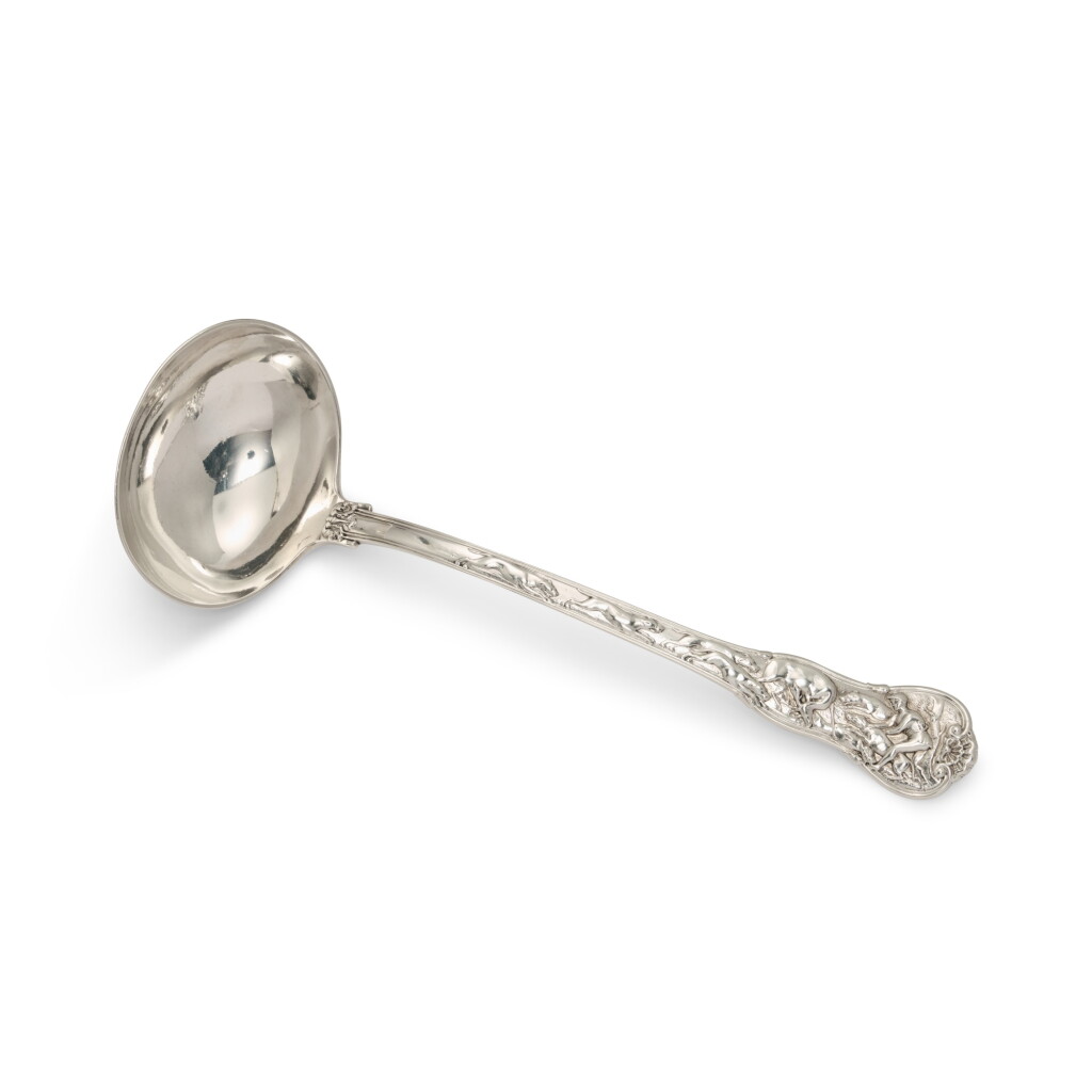 View full screen - View 1 of Lot 200. A Regency Silver Stag Hunt Pattern Soup Ladle, Paul Storr, London, 1819.