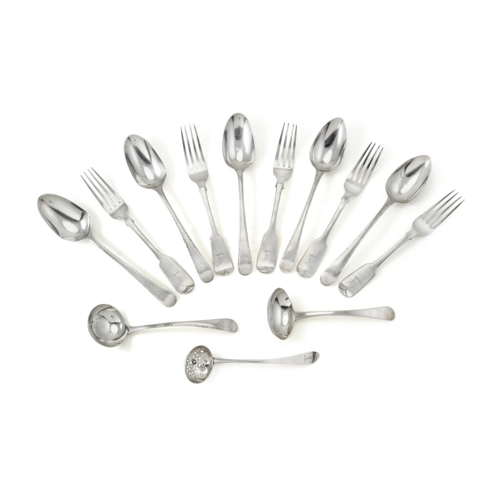 View full screen - View 1 of Lot 135. Sets of George III and Victoria table silver.