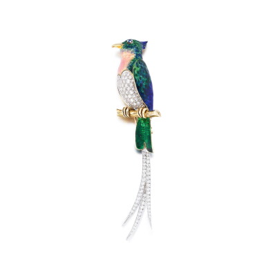 View full screen - View 1 of Lot 274. Broche émail et diamants | Enamel and diamond brooch.