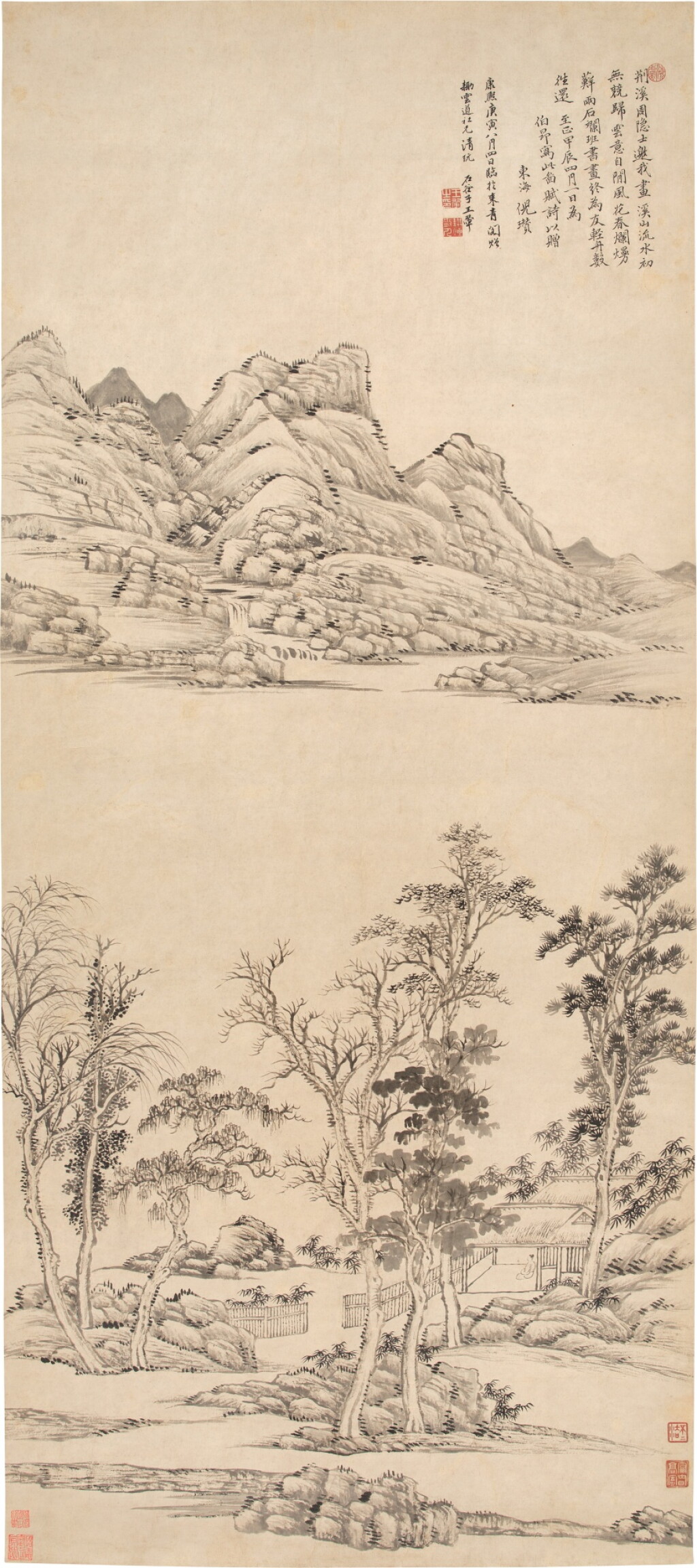 View full screen - View 1 of Lot 3046. 王翬 臨雲林山水|Wang Hui, Landscape after Ni Zan.