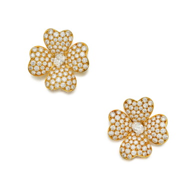 View full screen - View 1 of Lot 206. Pair of Gold and Diamond 'Cosmos' Earclips.