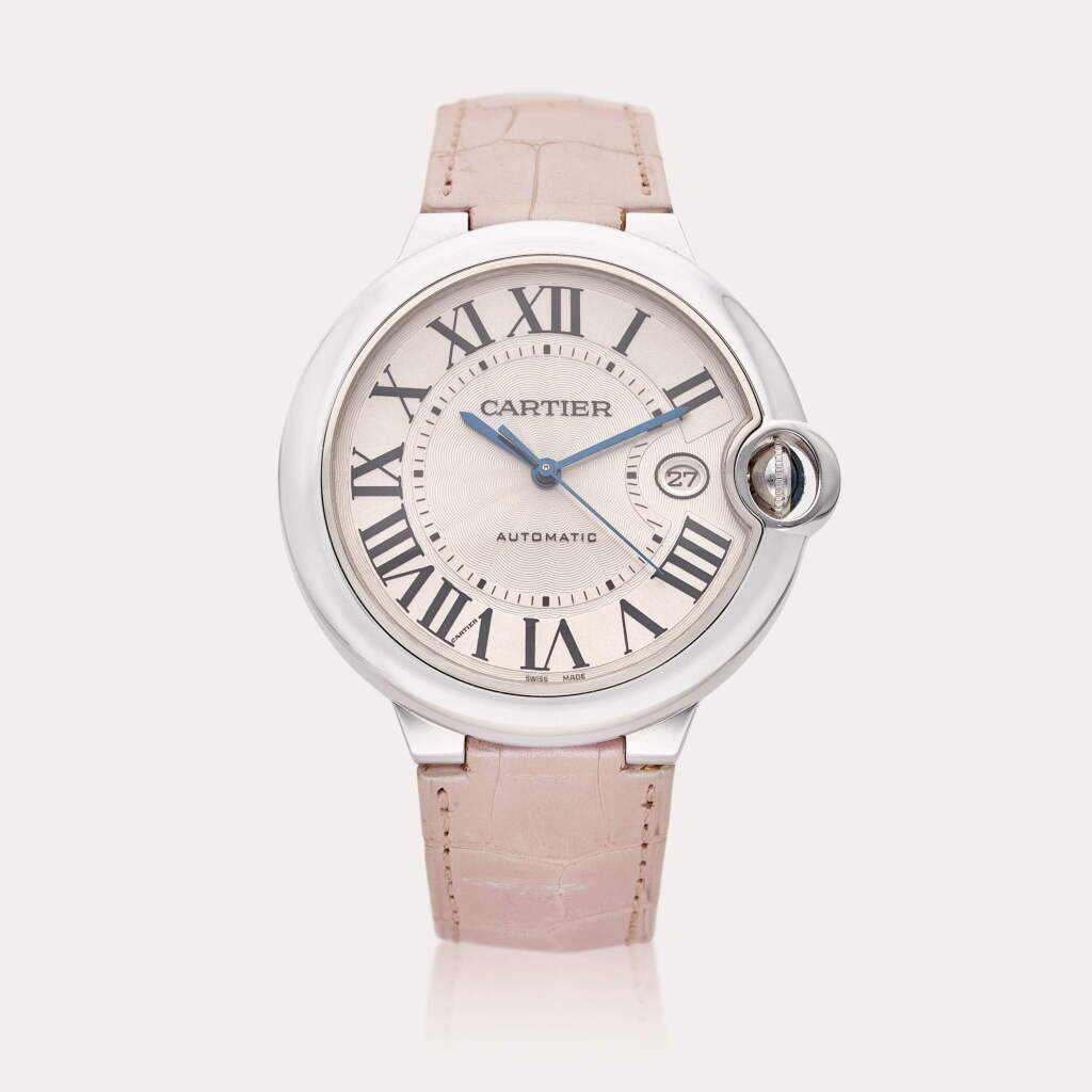 View full screen - View 1 of Lot 583. Reference 3000 Ballon Bleu | A white gold automatic wristwatch with date, Circa 2010.