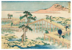 KATSUSHIKA HOKUSAI (1760-1849) ANCIENT VIEW OF YATSUHASHI IN MIKAWA PROVINCE (MIKAWA NO YATSUHASHI NO KOZU) | EDO PERIOD, 19TH CENTURY