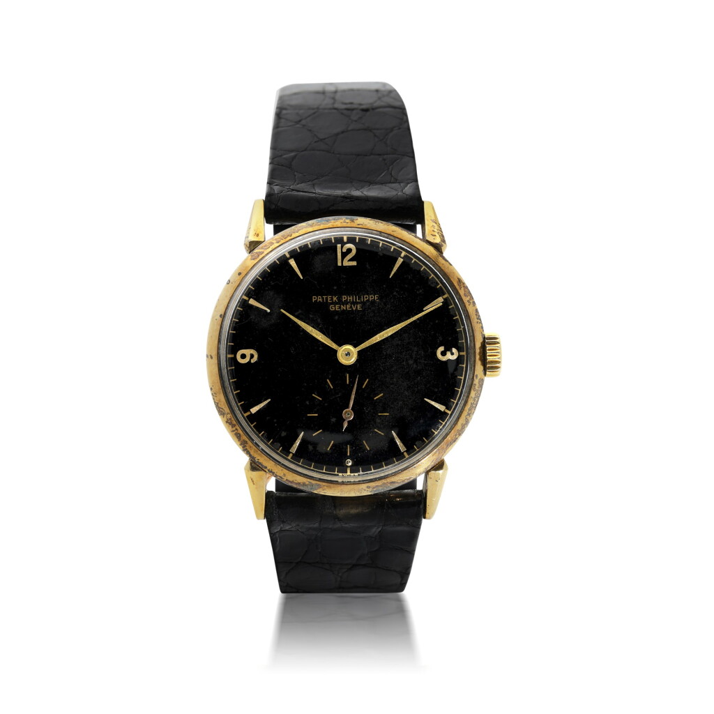 View full screen - View 1 of Lot 136. PATEK PHILIPPE | REFERENCE 1578 'GM' A YELLOW GOLD WRISTWATCH COMMISSIONED FOR GENERAL MOTORS - GENERAL MOTORS OVERSEAS, MADE IN 1953.
