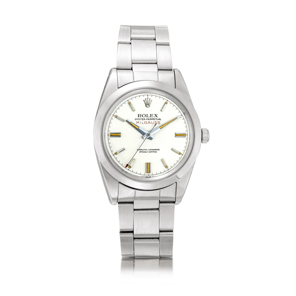 View full screen - View 1 of Lot 2255. Rolex | Milgauss, Reference 1019, A stainless steel antimagnetic wristwatch with bracelet, Circa 1967 | 勞力士 | Milgauss 型號1019 精鋼防磁鏈帶腕錶,約1967年製.