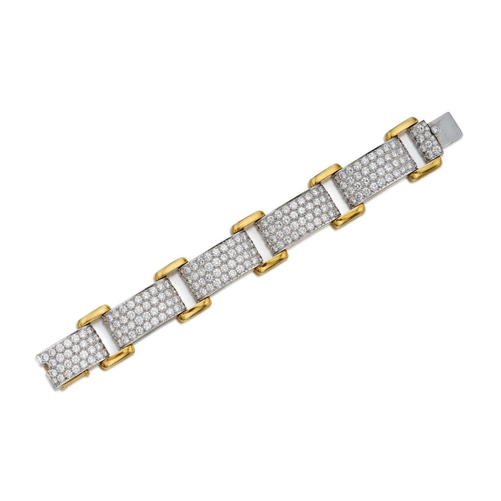 View full screen - View 1 of Lot 344. Gold and Diamond Bracelet.