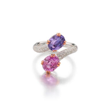 View full screen - View 1 of Lot 165. Purple Sapphire, Pink Sapphire and Diamond Ring.