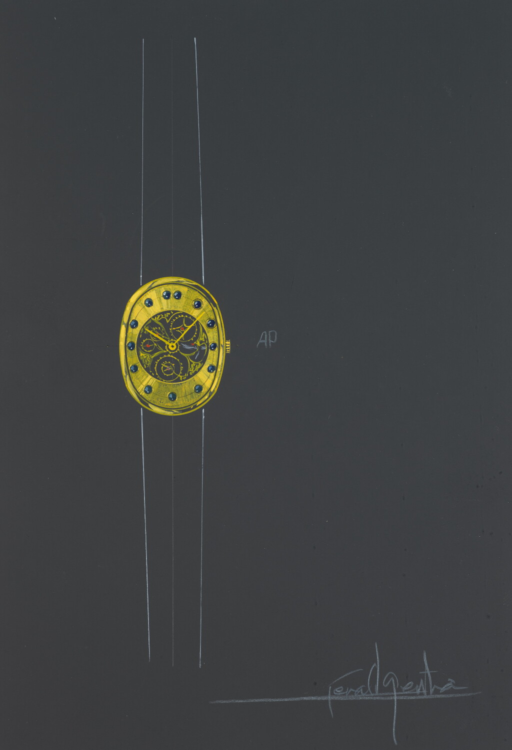 View full screen - View 1 of Lot 17. Design of a Audemars Piguet wristwatch with accompanying NFT Circa 1968.