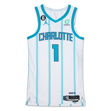 View full screen - View 1 of Lot 52. LaMelo Ball Charlotte Hornets 2022-2023 Game Worn Away Jersey.