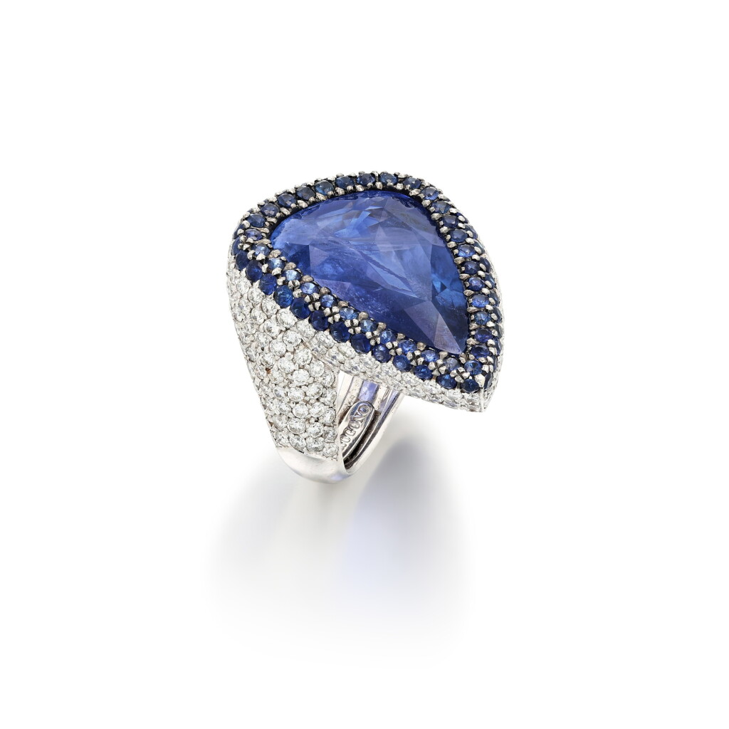 View full screen - View 1 of Lot 289. Sapphire and diamond ring .
