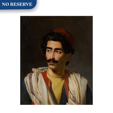 View full screen - View 1 of Lot 124. Portrait of a man in a red hat, said to be a "jeune Grec" or possibly Hassan el Berberi.