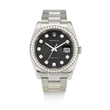View full screen - View 1 of Lot 127. ROLEX | DATEJUST, REFERENCE 116244, A STAINLESS STEEL AND DIAMOND-SET WRISTWATCH WITH DATE AND BRACELET, CIRCA 2002.
