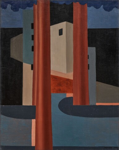 View full screen - View 1 of Lot 127. GUSTAVE BUCHET | LANDSCHAFT MIT HÄUSERN, 1928.