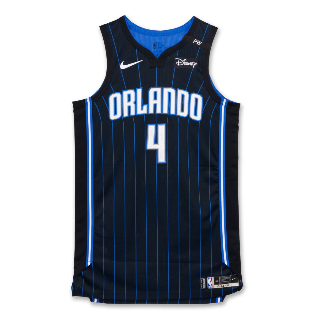 View full screen - View 1 of Lot 91. Jalen Suggs Orlando Magic 2024-2025 Game Worn Icon Edition Jersey .