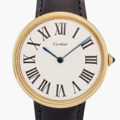View full screen - View 1 of Lot 108. Maxi Ronde | A large and extremely rare yellow gold circular wristwatch with concealed lugs and a yellow and pink gold deployant buckle, Circa 1971-72 .