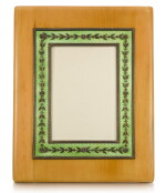 A Fabergé silver-mounted, wood and guilloché enamel photograph frame, workmaster Viktor Aarne, St Petersburg, 1899-1903
