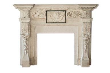 View full screen - View 1 of Lot 46. George III Revival White Marble Chimneypiece, 19th Century.