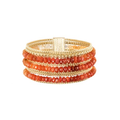 View full screen - View 1 of Lot 12. Gold and Fire Opal 'Cinta' Bracelet.