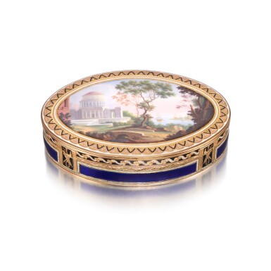 View full screen - View 1 of Lot 353. A Gold and Enamel Snuff Box, probably Geneva, Circa 1810/1815.