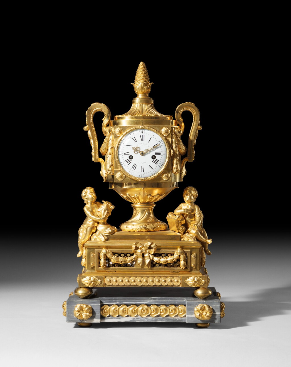 View full screen - View 1 of Lot 116. A late Louis XV gilt-bronze musical mantel clock, by Jean-Baptiste Dutertre, the case attributed to Robert Osmond Pendule | musicale en bronze doré de la fin de l'époque Louis XV, par Jean-Baptiste Dutertre, les bronzes attribués à Robert Osmond.