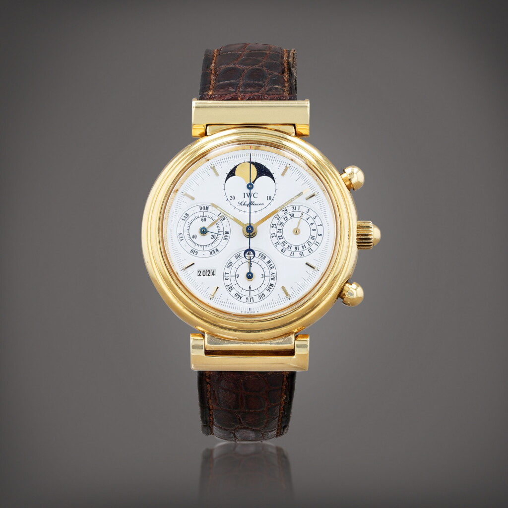 View full screen - View 1 of Lot 468. Da Vinci, reference 3750 Montre bracelet chronographe à quantième perpétuelle en or jaune avec phases de lune | Yellow gold chronograph perpetual calendar wristwatch with moon phases Vers 1991 | Circa 1991.