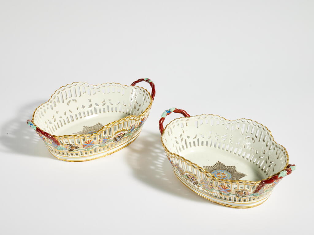 View full screen - View 1 of Lot 219. Two Porcelain Baskets from the Imperial Order of St Andrew Service, Gardner Porcelain Factory, Verbilki, circa 1780 .