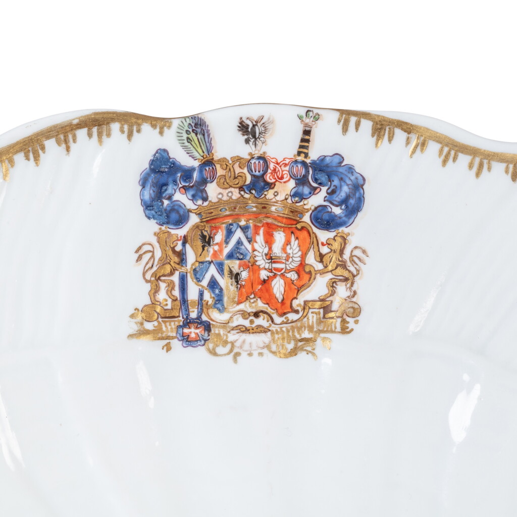 A Meissen porcelain armorial circular dish from the 'Swan' Service
