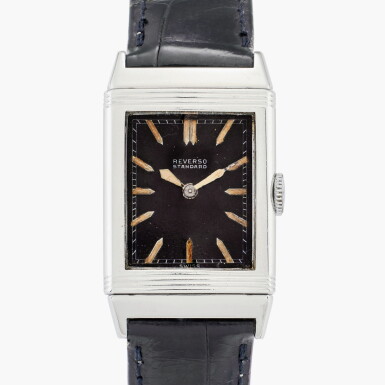 View full screen - View 1 of Lot 42. Reverso Standard | An early stainless steel reversible wristwatch, Circa 1931.