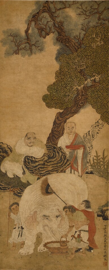 View full screen - View 1 of Lot 2584. 丁雲鵬 洗象圖|Ding Yunpeng, Washing the Elephant.