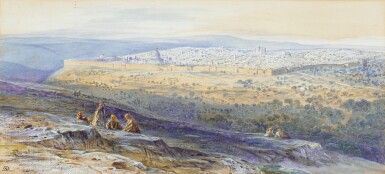 View full screen - View 1 of Lot 46. EDWARD LEAR, R.S.W. | Jerusalem from the Mount of Olives.