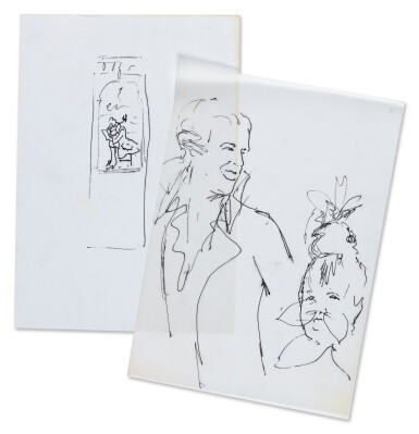 View full screen - View 1 of Lot 211. Two sketches inspired by the Bal Vénitien organized by Karl Lagerfeld at Le Palace in 1978.