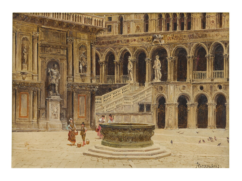 View full screen - View 1 of Lot 299. ANTONIETTA BRANDEIS | CORTILE DEL PALAZZO DUCALE WITH THE ARCO FOSCARI AND SCALA DEI GIGANTI, VENICE.