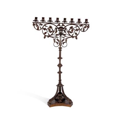 View full screen - View 1 of Lot 45. A Monumental Bronze Synagogue Menorah, Probably American, Late 19th – Early 20th Century.