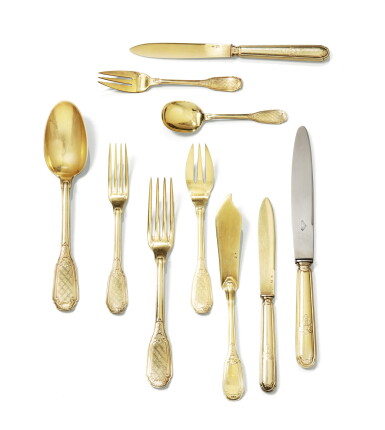 View full screen - View 1 of Lot 13. A SILVER-GILT 145-PIECE FLATWARE SET, HÉNIN ET COMPAGNIE, PARIS, CIRCA 1950 | MÉNAGÈRE EN VERMEIL DE 145 PIÈCES PAR HÉNIN ET COMPAGNIE, PARIS, VERS 1950.