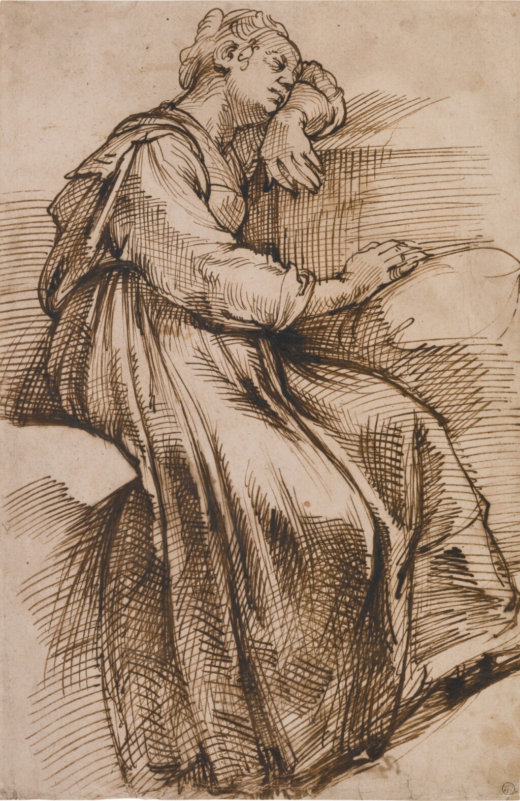 View full screen - View 1 of Lot 13. Study of seated woman sleeping.