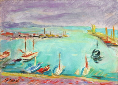 View full screen - View 1 of Lot 73. CHARLES CAMOIN | BATEAUX À QUAI DANS LE PORT DE SAINT-TROPEZ.