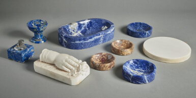 View full screen - View 1 of Lot 47. A Group of Nine Lapis Lazuli and Marble Objects, Modern.