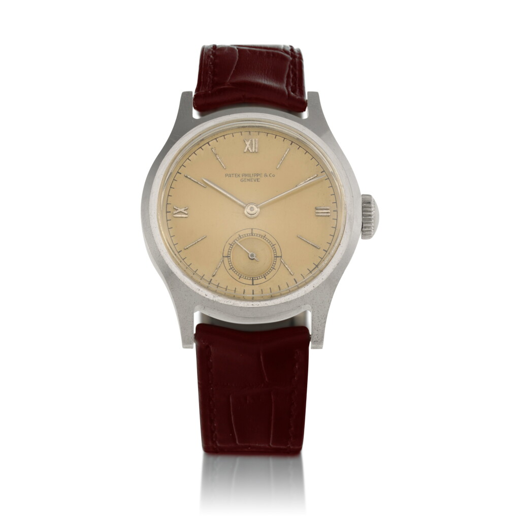 View full screen - View 1 of Lot 14. Grande Calatrava, Ref. 565 Stainless steel wristwatch Made in 1943 | 百達翡麗 | 565型號「Grande Calatrava」精鋼腕錶,1943年製.
