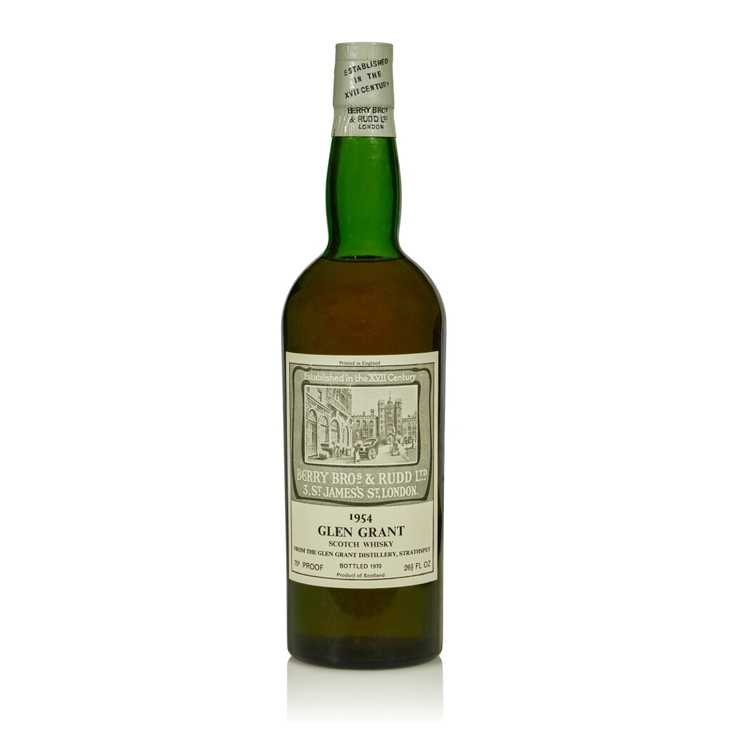 View full screen - View 1 of Lot 68. Glen Grant Berry Bros & Rudd 40.0 abv 1954 (1 BT 26 2/3 Fl. Oz).
