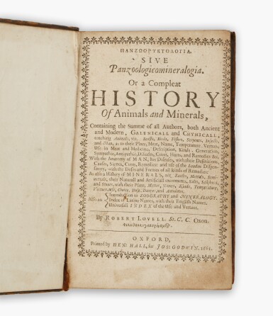 View full screen - View 1 of Lot 154. Lovell, Robert | The earliest work on minerals by an English author.