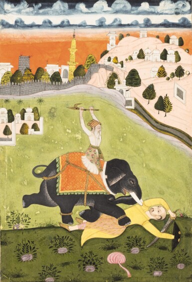 View full screen - View 1 of Lot 8. An Indian Miniature Illustrating an Episode From The Battle Of Panipat, Northern India, Late 18th Century.