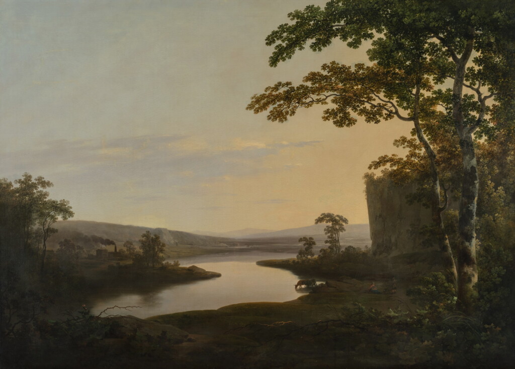 View full screen - View 1 of Lot 489. River Landscape with Dinting Vale Mill and the Glossop Valley, Derbyshire.