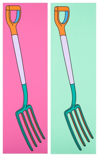 View full screen - View 1 of Lot 341. Pitchfork on Green, Pitchfork on Pink.
