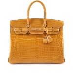 Beige Sable Shiny Porosus Crocodile Birkin 35 Gold Hardware, 2001