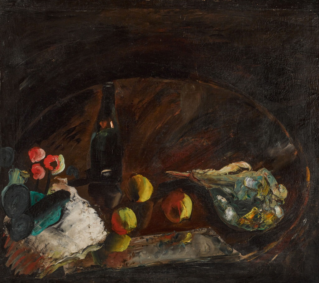 View full screen - View 1 of Lot 296. Still Life with a Bottle of Wine and Fruit.