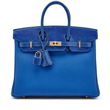 View full screen - View 1 of Lot 133. Shiny Bleu France Togo and Niloticus Lizard Touch Birkin 25 Gold Hardware, 2023.