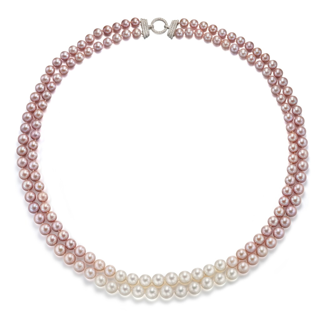 View full screen - View 1 of Lot 1399. Cultured Pearl and Diamond Necklace | 養殖珍珠 配 鑽石 項鍊.