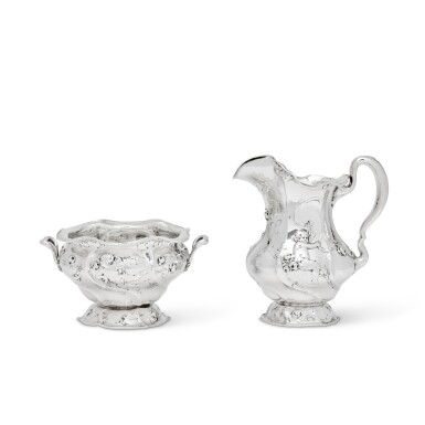 View full screen - View 1 of Lot 1177. An American Silver 'Martelé' Creamer and Sugar Bowl, Gorham Mfg. Co., Providence, Rhode Island, 1907.