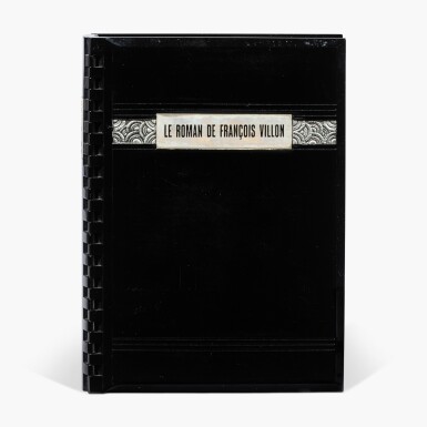 View full screen - View 1 of Lot 31. Le Roman de François Villon. 1932. Étonnante reliure en résine moulée noire de Jotau..