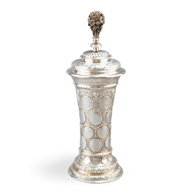 View full screen - View 1 of Lot 198. A large German silver cup and cover, probably Hanau, circa 1890.